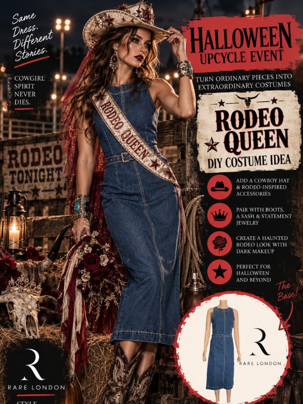 Halloween Upcycle Costume Base Rare London Denim Midi Dress 6 NWT Flawed
